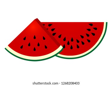 Watermelon slice on white background - Vector illustration