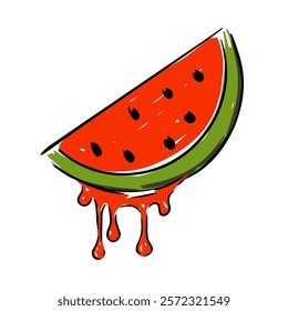 Watermelon slice on white background vector illustration