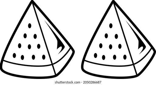 watermelon slice outline vector art and illustration