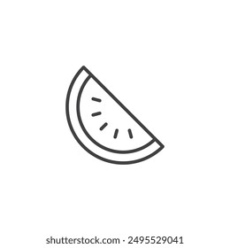 Watermelon slice outlined icon isolated on white background