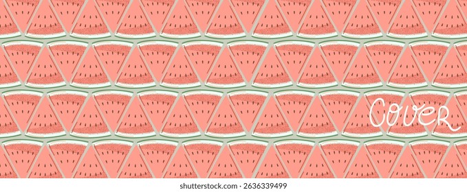 Watermelon slice pattern background. Cover with a fun summer vibe. Perfect for covers, backgrounds, flyers, banners and fruity seasonal designs