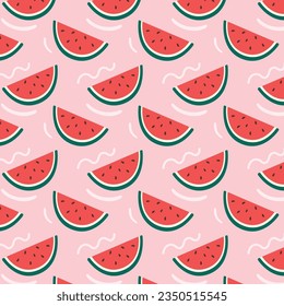 Watermelon Slice Pattern. Cute Summer Pattern. Watermelon Vector Background