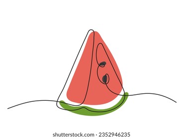 Watermelon slice with pits in vector color clip-art