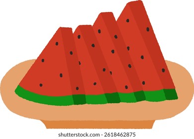 melancia, fatia, prato, verão, fresco