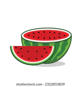 Watermelon. Watermelon slice. Watermelon ripe cartoon icon vector design illlustration wallpaper background