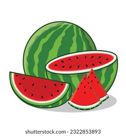 Watermelon. Watermelon slice. Watermelon ripe cartoon icon vector design illlustration wallpaper background
