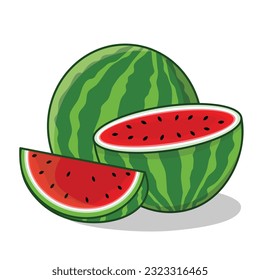 Watermelon. Watermelon slice. Watermelon ripe cartoon icon vector design illlustration wallpaper background