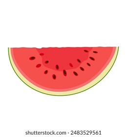 Watermelon slice. Ripe red cut watermelon. Hand drawn Trendy flat style isolated cut fruit organic natural dessert, healthy sweet red juicy Sliced summer fruit. Vector illustration