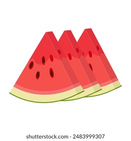 Watermelon slice. Ripe red cut watermelon. Hand drawn Trendy flat style isolated cut fruit organic natural dessert, healthy sweet red juicy Sliced summer fruit. Vector illustration