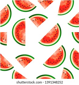 Watermelon slice seamless pattern isolated. Hand draw illustration. Watermelon Flat design. Organic food. Watermelon vector