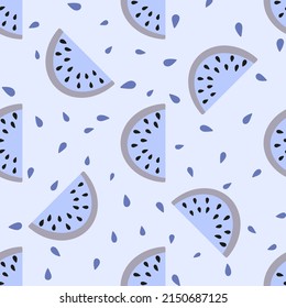 Watermelon slice seamless pattern. Summer fruit and berry background. Vector illustration for fabric design, gift paper, baby clothes, textiles, cards.