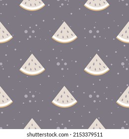 Watermelon slice seamless pattern. Summer fruit and berry background. Vector illustration for fabric design, gift paper, baby clothes, textiles, cards.