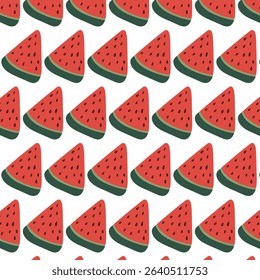 Watermelon Slice Seamless Pattern, Summer background. Vector Illustrations