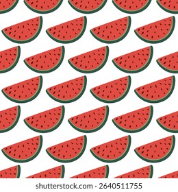 Watermelon Slice Seamless Pattern, Summer background. Vector Illustrations