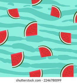 Watermelon slice seamless pattern vector illustration