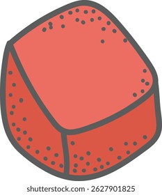 Uma fatia de melancia com sementes em um estilo limpo e arrojado. O fruto apresenta-se com crosta texturizada e sementes dispersas. Ilustração de vetor de desenhos animados.