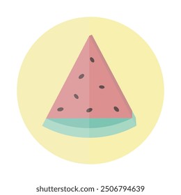 Watermelon slice with seeds. Flat vector illustration