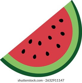 watermelon slice with seeds on white background