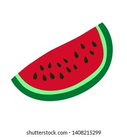 Watermelon slice with seeds. Red big berry. Hand drawn doodle vector sketch. Sweet food
