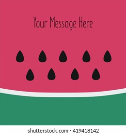 Watermelon slice with seeds your message here sign vector icon