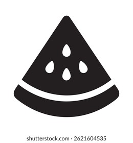 Watermelon slice silhouette icon illustration. Watermelon icon vector.