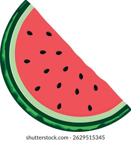 watermelon slice simple illustration in hand drawn style without background