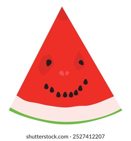 Watermelon slice with smile character isolated on white background. Vector illustration