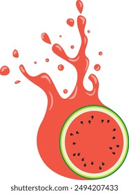 Watermelon slice splash juice isolated