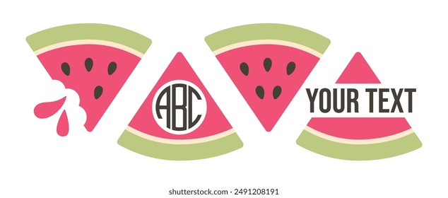 Watermelon Slice Split Frame Round Monogram Template