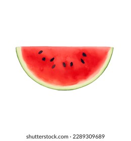 watermelon slice with style hand drawn digital painting illustration