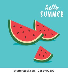 Watermelon Slice Summer Card. Minimal Summer Card. Colorful Summer Fruit Postcard. Fresh Watermelon Slice