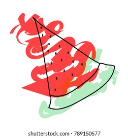 watermelon slice - summer fruit vector illustration