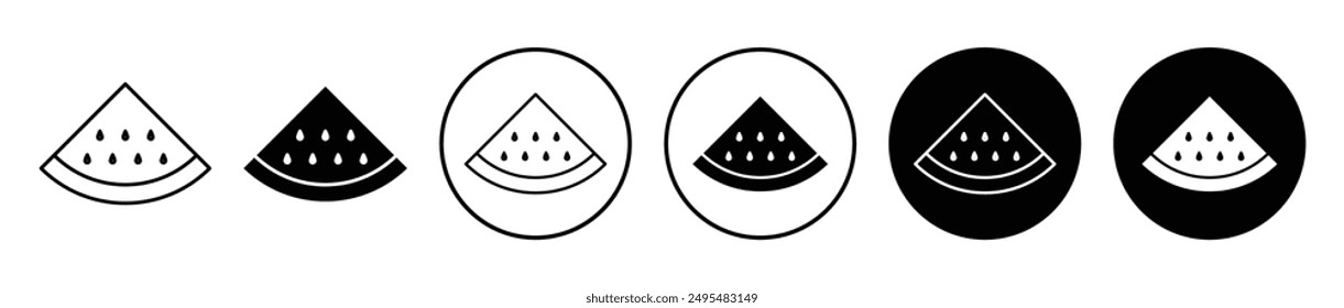 Watermelon slice thin line vector icon set.