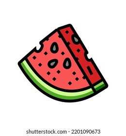 watermelon slice triangular color icon vector. watermelon slice triangular sign. isolated symbol illustration