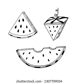 watermelon slice and using sketch style