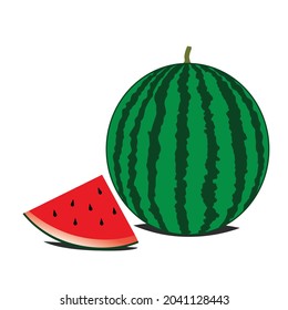 Watermelon and a slice of watermelon vector