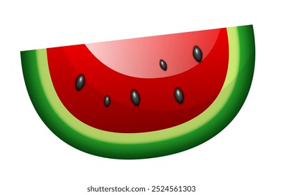 Watermelon slice. Vector 3D illustration isolated on white background.