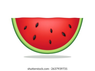 Watermelon slice. Vector 3d illustration isolated on white background.