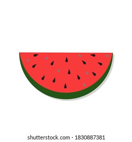 Watermelon slice. Vector cartoon illustration in flat style. Isolated object on white.
