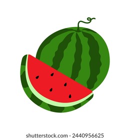 Watermelon Slice Vector. Watermelon cartoon Illustration Fruit Vector Design, hand drawn