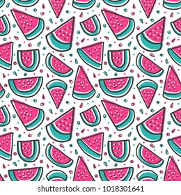 watermelon slice vector colorful fresh fruit seamless pattern isolated in white background