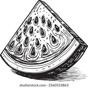 Watermelon slice vector hand drawn illustration