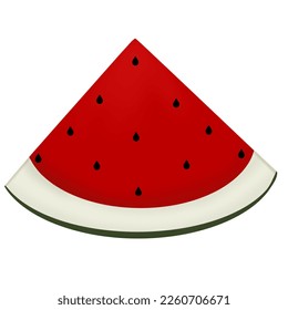 Watermelon Slice vector, Watermelon icon, clipart, Watermelon Illustration summer menu cartoon triangle red slice of watermelon isolated on white background