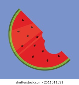 Watermelon Slice vector icon. fresh watermelon bitten slice. juicy summer watermelon slice