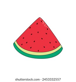 Watermelon slice vector icon isolated on white background
