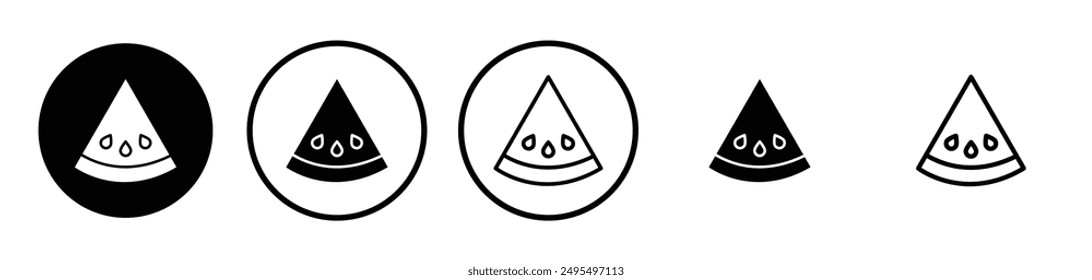 Watermelon slice vector icon set in black and white color.