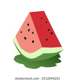 Watermelon slice. Vector icon of sliced watermelon. Fresh and juicy fruit.