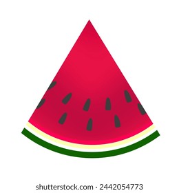 Watermelon slice vector icon.
Vector triangular piece of watermelon.
Watermelon icon on transparent background.
Summer, freshness, juice, fruit