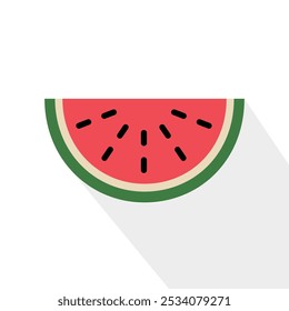 Watermelon slice vector illustration. Color vector illustration of a watermelon slice. Isolated on a white background