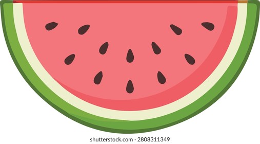 Watermelon slice vector illustration, fresh fruit icon isolated summer organic food asset